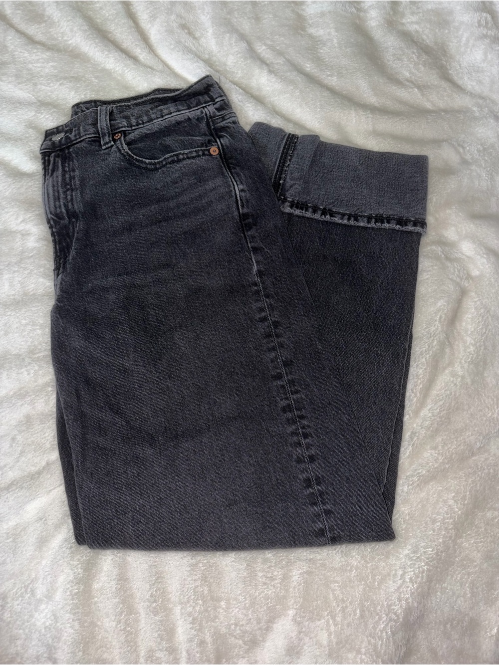 American Eagle Outfitters Women's Straight Leg Jeans - Washed Black